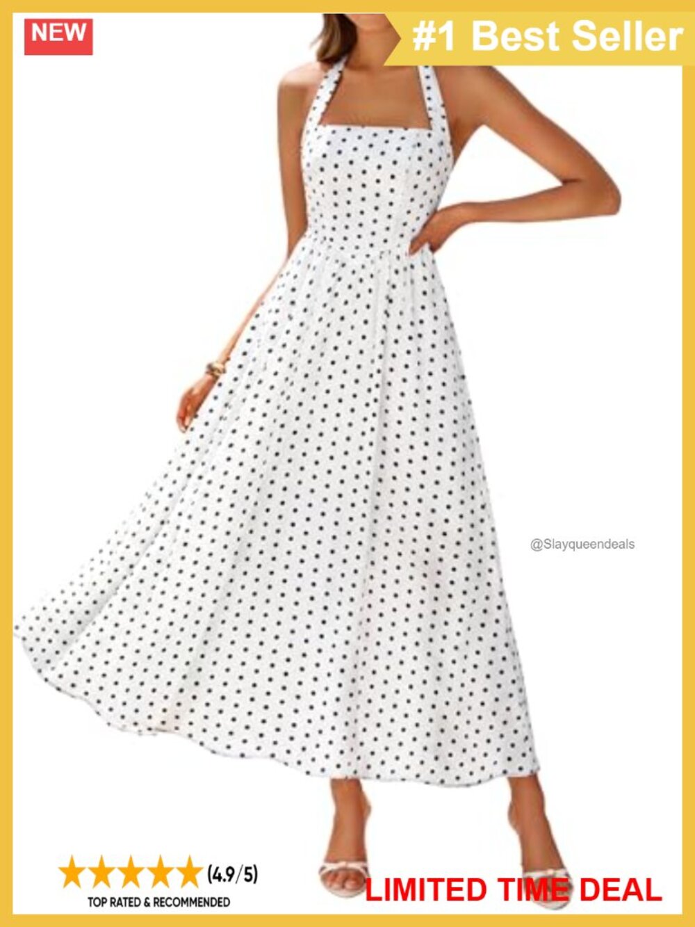 Floral Halter Maxi Dress Sleeveless A-Line High Waist Casual Summer